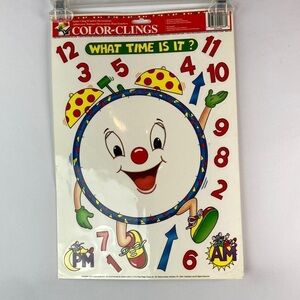 Vintage color-clings window clock decoration for classroom